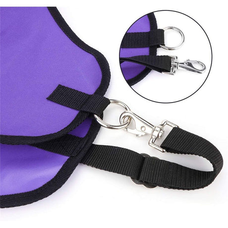 600D Oxford cloth Hay Feeder Tote Bag for Horses, Sheep with Reduces Waste - Comes with Hay Net (Purple)