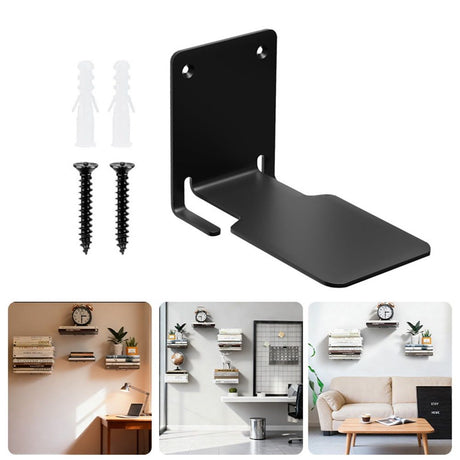2 PCS Black Invisible Floating Bookshelf, Heavy-Duty Hanging Bookshelves, Constructed Wall Mounted Hidden Bookshelf with Mounting Hardware