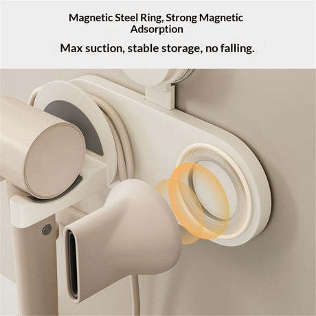 Hair Dryer Holder Wall Mounted, Hair Dryer Organizer Self Adhesive Compatible with Blow Dryer BlowDryer Holder Wall Mounted for Bathroom milky white