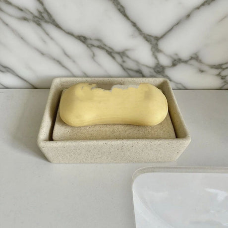 Natural Soap Dish/Facial Sponge Holder/Bathroom Makeup Sponge Tray with Draining Hole (sand yellow,Only soap box)