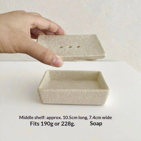 Natural Soap Dish/Facial Sponge Holder/Bathroom Makeup Sponge Tray with Draining Hole (sand yellow,Only soap box)