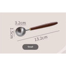 Retro Stainless Steel Coffee Spoon With Black Walnut Handle,Measuring Spoon Walnut handle spoon(1, Small)