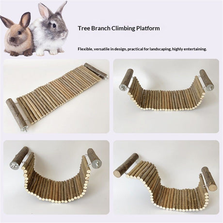 Chinchilla Wooden Ladder Bridge Platform Toy, Suspension Bridge, Small Animal Climbing Toys for Hamsters Sugar Glider Squirrel Gerbils Rat and Other Small Animals