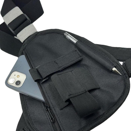 Chest Rig Bag Adjustable, Walkie Talkie Portable Vest Chest Bag Pouch Black with Adjustable Strap Chest Bag for Men Women Night Running Exercise Hiking（black）
