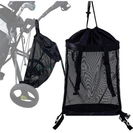 Golf Push Cart Storage Bag,Golf Cart Organizer, Backside Extension Storage Bag,Closure Push Cart Net Mesh Accessories（black 60x41cm）