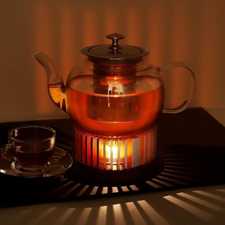 Teapot Warmer,Durable Tea Warmer for Heating Tea, Coffee, Milk & Food, Made Aluminum & Wood, Compatible with Most Standard Teapots