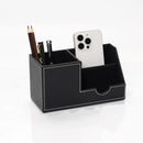 Desk Organizer Office Supplies Leather Multi-function Storage Box Pen/Pencil,Cell phone, Business Name Cards Remote Control Holder Black