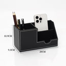 Desk Organizer Office Supplies Leather Multi-function Storage Box Pen/Pencil,Cell phone, Business Name Cards Remote Control Holder Black