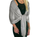 Shawls and Wraps for Evening Dresses, Metallic Glitter Shawls for Women, Sparkling Wedding Giving Shawl Gift（dark gray 45*160CM100G）