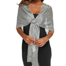 Shawls and Wraps for Evening Dresses, Metallic Glitter Shawls for Women, Sparkling Wedding Giving Shawl Gift（dark gray 45*160CM100G）