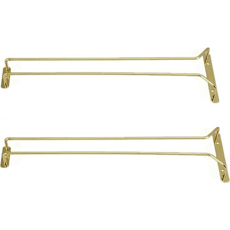 35cm Gold Wine Glass Rack, Under Cabinet Wine Glass Holder Stainless Steel Stemware Rack - Hanging Stemware Holder for Cabinet Kitchen Bar, Set of 2