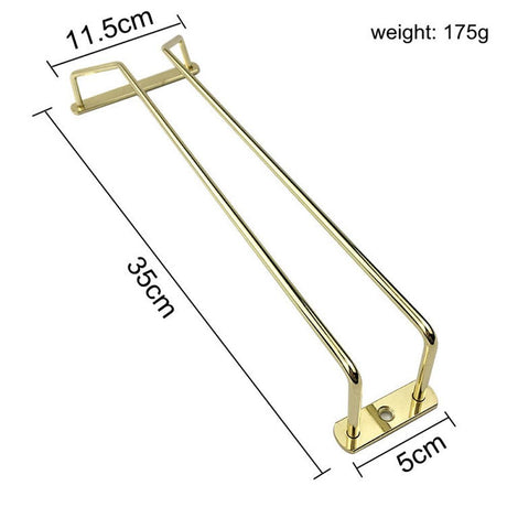 35cm Gold Wine Glass Rack, Under Cabinet Wine Glass Holder Stainless Steel Stemware Rack - Hanging Stemware Holder for Cabinet Kitchen Bar, Set of 2