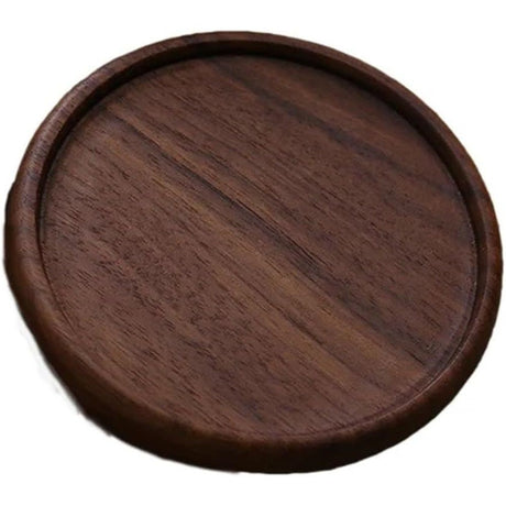 Wooden Black Round Tea Cup Tray Home Serving Plate Tea Coasters for Coffee Wooden for Drinks Bottom for Drinking Cup Coaster Wood 1Pcs（carbon black）