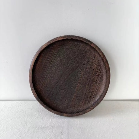 Wooden Black Round Tea Cup Tray Home Serving Plate Tea Coasters for Coffee Wooden for Drinks Bottom for Drinking Cup Coaster Wood 1Pcs（carbon black）