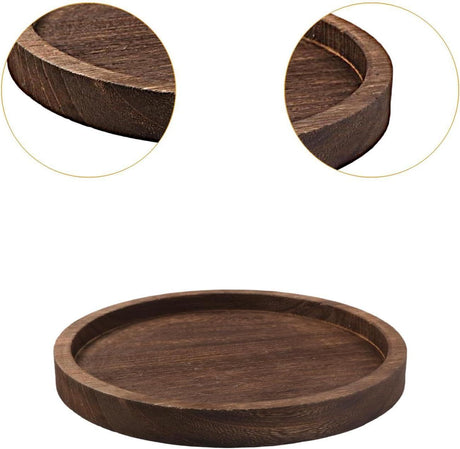 Wooden Black Round Tea Cup Tray Home Serving Plate Tea Coasters for Coffee Wooden for Drinks Bottom for Drinking Cup Coaster Wood 1Pcs（carbon black）