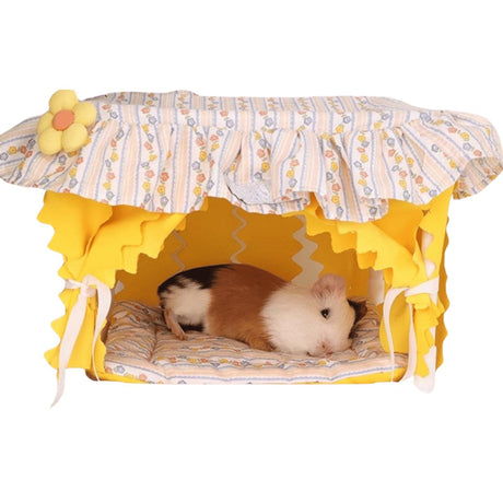 Dutch Pig Tunnel House Hamster Avoidance House Manufacturer Direct Sales Four Seasons Tassel Dutch Pig Nest (Yellow small）