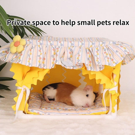 Dutch Pig Tunnel House Hamster Avoidance House Manufacturer Direct Sales Four Seasons Tassel Dutch Pig Nest (Yellow small）