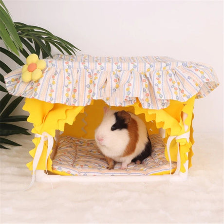 Dutch Pig Tunnel House Hamster Avoidance House Manufacturer Direct Sales Four Seasons Tassel Dutch Pig Nest (Yellow small）