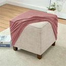 Waterproof  Cover Square Storage  Jacquard Stretch Footrest Foot Stool Cover Square Folding Storage Stool Protector with Elastic Band  Pink
