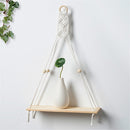 Wall Hanging Shelf Set of 2,Boho Wooden Display Floating Shelves for Wall Decor with Handmade Woven Rope,Farmhouse Rustic Plant Shelf