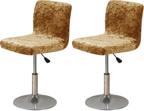 Bar Stool Covers, Crushed Velvet Swivel Bar Stool Chair Covers Soft Stretch Pub Counter Stool Covers Non Slip Stool Cover for Swivel Barstool Chair Seat-Golden-2 Pack