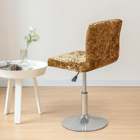 Bar Stool Covers, Crushed Velvet Swivel Bar Stool Chair Covers Soft Stretch Pub Counter Stool Covers Non Slip Stool Cover for Swivel Barstool Chair Seat-Golden-2 Pack
