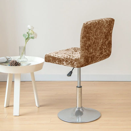 Bar Stool Covers, Crushed Velvet Swivel Bar Stool Chair Covers Soft Stretch Pub Counter Stool Covers Non Slip Stool Cover for Swivel Barstool Chair Seat-Golden-2 Pack