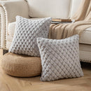 Pack of 2 Super Soft Cozy Decorative Throw Pillow Covers Fuzzy PlushCushion Cover Pillowcase for Sofa Couch Bed Livingroom 18x18 Inch Grey