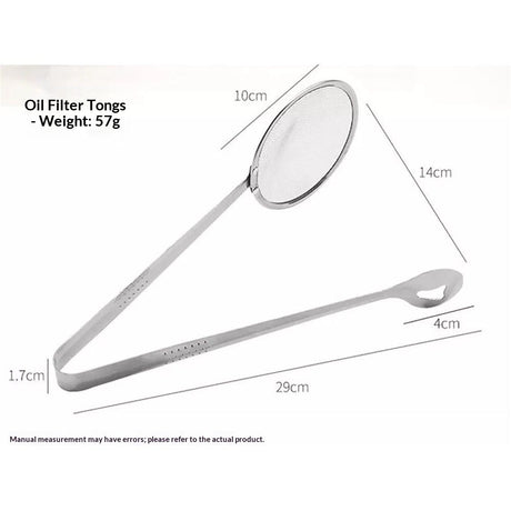 Stainless Steel Drain Oil Fried Food Strainer with Clip Fry Tool Oil Skimmer Food Clip Tong Filter Strainer Mesh