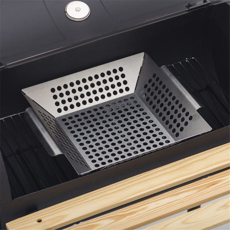 Stainless Steel Grill Basket Large - Grilling Basket for Traeger, Green Egg, Grills - Basket for Veggies, Kabobs, Fish, Chestnuts - （Round hole）