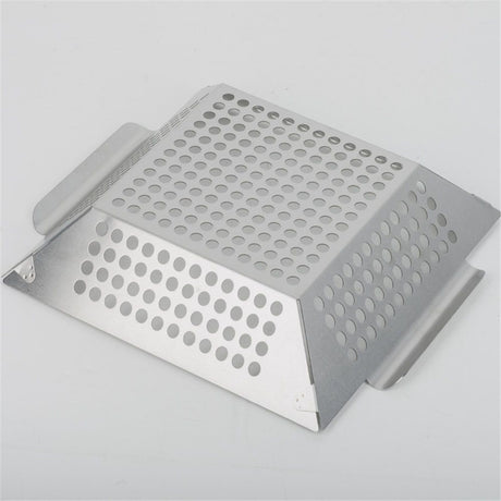 Stainless Steel Grill Basket Large - Grilling Basket for Traeger, Green Egg, Grills - Basket for Veggies, Kabobs, Fish, Chestnuts - （Round hole）