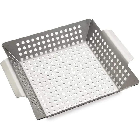 Stainless Steel Grill Basket Large - Grilling Basket for Traeger, Green Egg, Grills - Basket for Veggies, Kabobs, Fish, Chestnuts - （Round hole）
