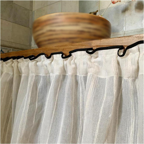 Cabinet Curtains Sink Skirt for Bathroom Kitchen Brown Stripes Cabinet Curtains for Classroom Home Farmhouse Rustic Drape Under Desk Privacy Drape for Laundry Room（30x150cm）