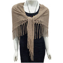 Women's Fringe Shrug Sweaters Shawl Front Warp Cardigan Hollow Out Knitted Shawl Wraps（khaki）