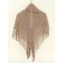 Women's Fringe Shrug Sweaters Shawl Front Warp Cardigan Hollow Out Knitted Shawl Wraps（khaki）