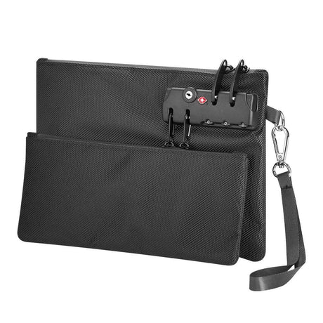 Notary Bag with Lock, Double layer Cash Bag, Notary Supplies, Valuable Storage Bag,Lock Bag travel safe（black）