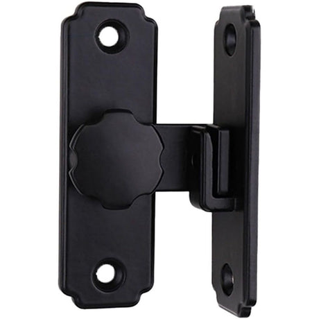 Heavy Duty 90 Degree Barn Door Lock,  Stainless Steel Security Sliding Door Latch for Barn, Garden, Bathroom, Fence, Shed - Anti-Rust and Robust (Short/Black)