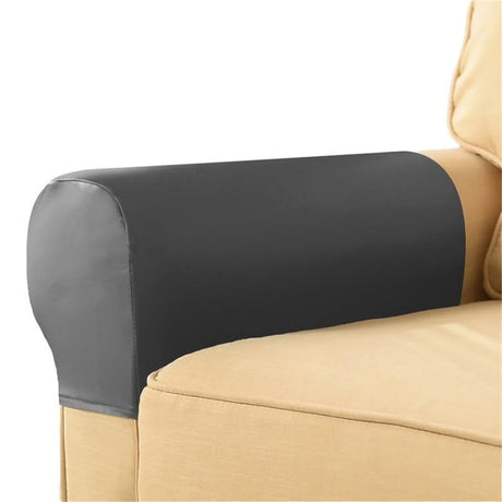 Set of 2 PU Leather Sofa Armrest Cover Anti-Slip Waterproof Furniture Armrest Protector Armchair Slipcovers for Recliner Sofa Chairs(Grey)
