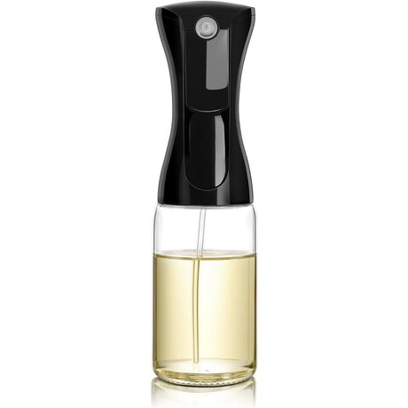 300ml Oil Bottles Kitchen Household Oil Spray Bottle Olive Oil Cooking Oil Barbecue Fat Reduction Oil Control Atomized Glass Spray Pot Kitchen Oil Dispenser(Black)