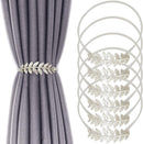 6Pack Curtain Tiebacks Spring Design Curtain Holdback Leaf Carving Design Curtain Ties for Drapes Curtain Ties Backs Curtain Modern Style Curtain Holdback Decor(Sliver Leaf)