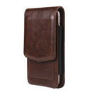 Cell Phone Waist Holster with Clip Leather,Travel Sport Mobile Phone Belt Pouch Purse Men Card Holder Waist Wallet Belt Loop Pocket with Carabiner Hook Bumbag（dark brown 6.5in）