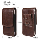 Cell Phone Waist Holster with Clip Leather,Travel Sport Mobile Phone Belt Pouch Purse Men Card Holder Waist Wallet Belt Loop Pocket with Carabiner Hook Bumbag（dark brown 6.5in）