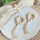 Handmade Napkin Ring with Wood Beads & Jute Twine - Affordable Rustic Wooden Napkin Ring Holder for Table Decoration | Boho Style Farmhouse Napkin Rings | Napkin Rings Set of 6