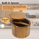 Acacia wood salt jar, solid wood seasoning box, wooden pepper box, kitchen seasoning bottle, salt box, storage seasoning jar(One layer single grid style)