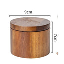 Acacia wood salt jar, solid wood seasoning box, wooden pepper box, kitchen seasoning bottle, salt box, storage seasoning jar(One layer single grid style)