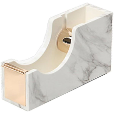 Gold Tape Dispenser | Acrylic Desktop Tape Cutter with Smooth Blade & Weighted Non-Slip Base | Fits Standard & Large Rolls | Cute Desk Accessory for Office & Home (Marble Gold)