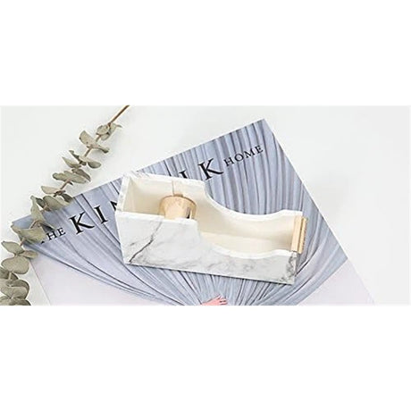 Gold Tape Dispenser | Acrylic Desktop Tape Cutter with Smooth Blade & Weighted Non-Slip Base | Fits Standard & Large Rolls | Cute Desk Accessory for Office & Home (Marble Gold)