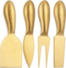 4 Pieces Stainless Steel Cheese Knives Set, Knife Fork Slicer Butter Knife Set for Charcuterie and Cheese Spread Kitchen Cooking Christmas Gift for Women (Gold)