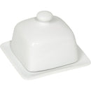 Rectangle Butter Dish with Lid, White  Domed Cheese Dish with Handle Individual Serving Mini Butter Tray, Cute Ceramic Dessert Serving Bowl for Table, Countertop, Refrigerator