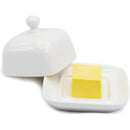 Rectangle Butter Dish with Lid, White  Domed Cheese Dish with Handle Individual Serving Mini Butter Tray, Cute Ceramic Dessert Serving Bowl for Table, Countertop, Refrigerator